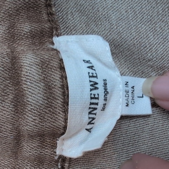 AnnieWear Lyocell Stretch High Rise Cargo Jeans in Toffee Tan Brown size Large - Picture 3 of 5